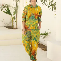 JISORA Abstract Printed Pure Cotton Sweatshirt With Joggers-image-7
