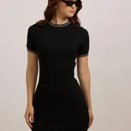 Outzidr Women Round Neck Sheath Dress-image-90