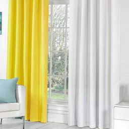BELLA TRUE Yellow & White 2 Pieces Eyelet Fitted Long Door Curtains-image-75
