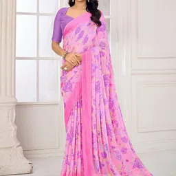 Saree mall Women Floral Printed Pure Chiffon Bagru Sarees-image-69