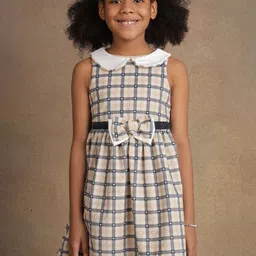 One Friday Checked Peter Pan Collar A-Line Dress-40