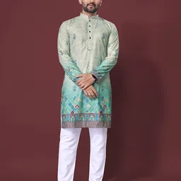 PulseIQ Men Ethnic Motifs Embroidered Thread Work Kurta-image-41