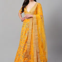 FABPIXEL Embroidered Semi-Stitched Lehenga & Unstitched Blouse With Dupatta-14