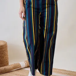 The Kaftan Company Women Striped Parallel Trousers-image-83