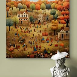 Livin'luxe Green & Red Village Canvas Wall Art-picture-16