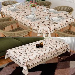 Kuber Industries Cream-Coloured Set of 2 Waterproof 8-Seater Table Cover-33