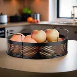Kuber Industries Black 2 Pieces Round Shaped Metal Kitchen Rack Stand Organisers-11