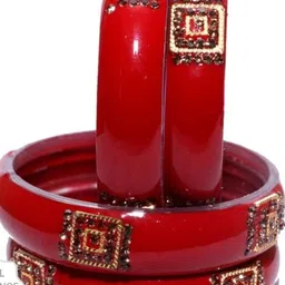 SAVORADE Set Of 4 Red Glass Bangle-picture-6