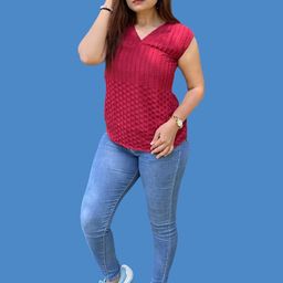 Bhanderi Fashion Women Geometric Self Design V Neck Top-image-74
