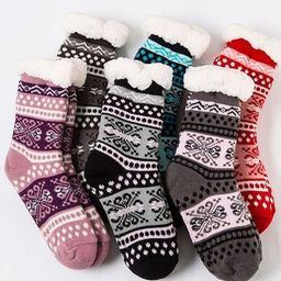 POLLOLOCO Women Pack Of 2 Winter Fluffy Fleece Soft Fur Lining Knit Warm Socks-32