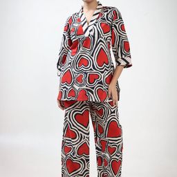 BUTA BUTI Heart Printed V-Neck Tunic & Trousers Co-Ord Set-picture-19