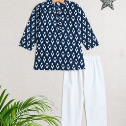 The Magic Wand Boys Floral Printed Regular Kurta with Pyjamas image 1