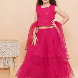 Aj DEZInES Girls Embellished Sequinned Detail Sleeveless Flared Lehenga Choli for Girls-picture-41