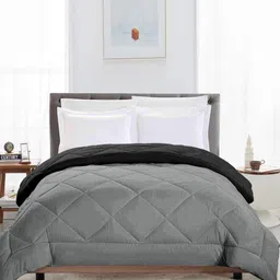 CHICERY Grey & Black AC Room 200 GSM Reversible Single Bed Comforter-image-96