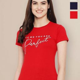 Metronaut Women Typography 3 Printed Applique T-shirt-image-57
