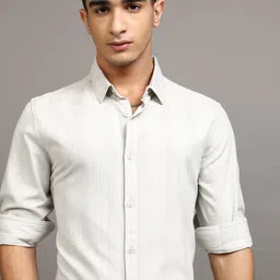 HIGHLANDER Men Slim Fit Striped Textured Casual Shirt-image-12