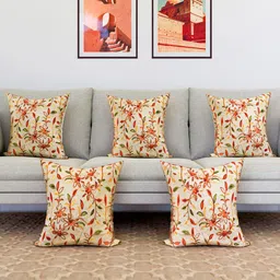 Kuber Industries Cream 5 Pieces Cushion Covers-image-0