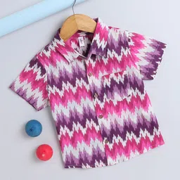 The Magic Wand Boys Comfort Abstract Printed Spread Collar Short Sleeves Cotton Shirt-image-38