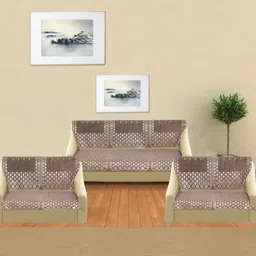 MORADO Brown & Beige 14 Pieces Printed Sofa Cover-image-21