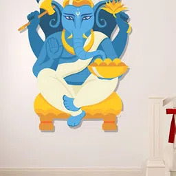 LANSTICK Blue & Yellow Splash-Proof Eco-Friendly God Ganesha Wallpaper-image-95