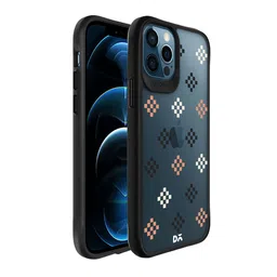 DailyObjects Black & Transparent Diamonds Printed Hybrid Clear iPhone 12 Pro Max Back Case image 1