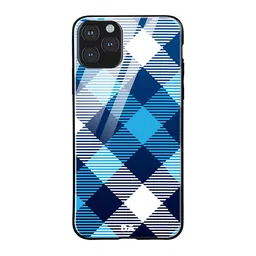 DailyObjects Blue & White Medium Static Nightfall Checks iPhone 11 Pro Max Glass Case Cover-14