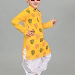 NFC CREATION Boys Floral Printed Regular Thread Work Kurta with Patiala image 3
