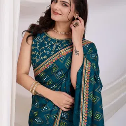 HERE&NOW Bandhani Embroidered Saree-picture-51