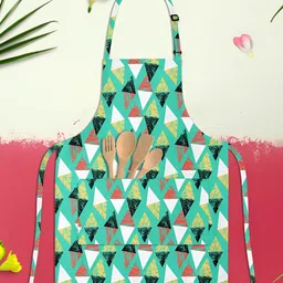 ArtzFolio Sea Green & White Printed Cotton Aprons-33