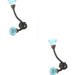 IndianShelf Turquoise Blue and Bronze 2 Pieces Glass Diamond Wall Hooks-image-17