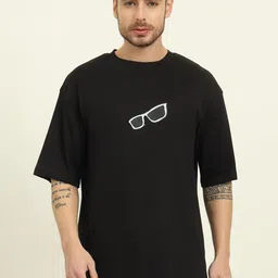 abnorml. Unisex Typography Printed Drop-Shoulder Sleeves Applique T-shirt-54