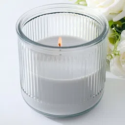 Ekhasa White & Grey Textured Soy Wax Teak Wood Scented Jar Candle-5