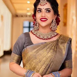 VILLE FASHION Ethnic Motifs Woven Design Zari Kanjeevaram Art Silk Saree-picture-11