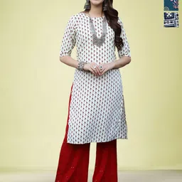 Moda Rapido Selection Of 3 Floral Printed Round Neck Straight Kurtas-image-35