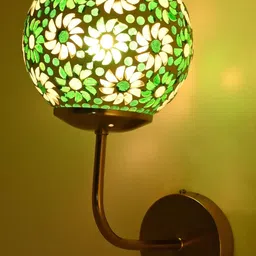 SOMIL Green Printed Glass Cylinder Shaped Wall Lamp-image-48