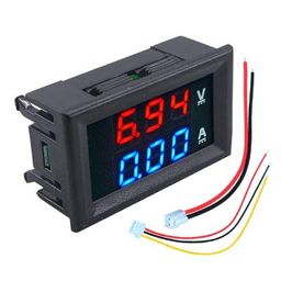 Dual Led 0.28″ Display for DC0-100V 50A Voltage and Current Test Digital Instrument, Digital Meter Panel Amplifier Red Blue 50A-8