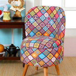 Shadowkart Blue & Red Printed Wooden Pouffes Ottoman-45