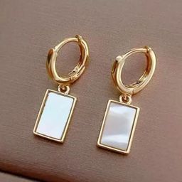 SZN KoreanEarring417 Gold-Plated Contemporary Shaped Artificial Stone Drop Earrings-46
