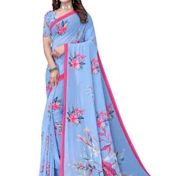 Pemal Designer Floral Print Georgette Saree With Unstitched Blouse Piece-image-86