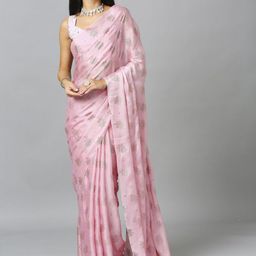 ASISA Ethnic Motifs Schiffli Pure Chiffon Saree-image-73