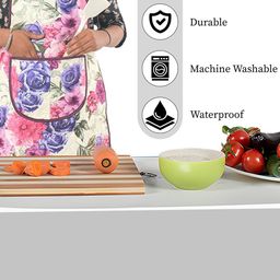 Kuber Industries 2-Pcs Pink & Cream Colored Printed Waterproof Apron With Center Pocket image 4