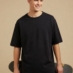SMAN Men Solid Round Neck Oversizeds Cotton T-shirt-image-77