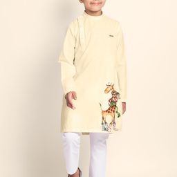 DEVOILER Boys Ethnic Motifs Printed Patchwork Kurta-1