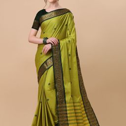 DIVASTRI Ethnic Motifs Woven Design Zari Pure Silk Ilkal Saree-image-99