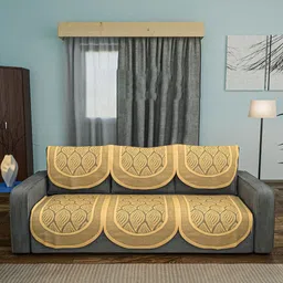 Kuber Industries Gold-Toned Cotton Sofa Cover-image-92