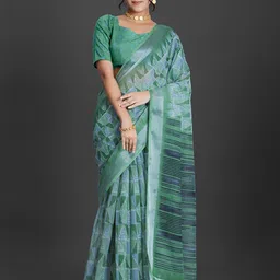NIRMAL CREATION Abstract Printed Zari Saree image 1