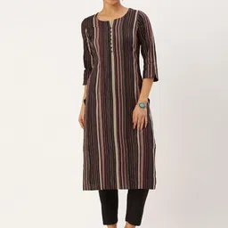 KALINI Women Striped Regular Kurta with Trousers-12