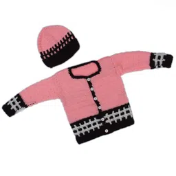 USHA ENTERPRISES Unisex Kids Self Design Cable Knit Woollen Cardigan-12