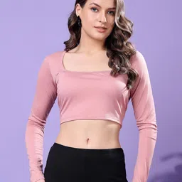 BAESD Women Solid Square Neck Cotton Top-image-60