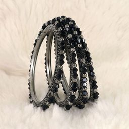 NMII Set Of 4 Golden Balls Beads Designer Bangles-image-43